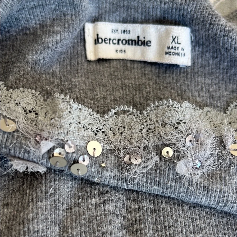 Abercrombie‎ & Fitch Charcoal Camisole with Floral Lace